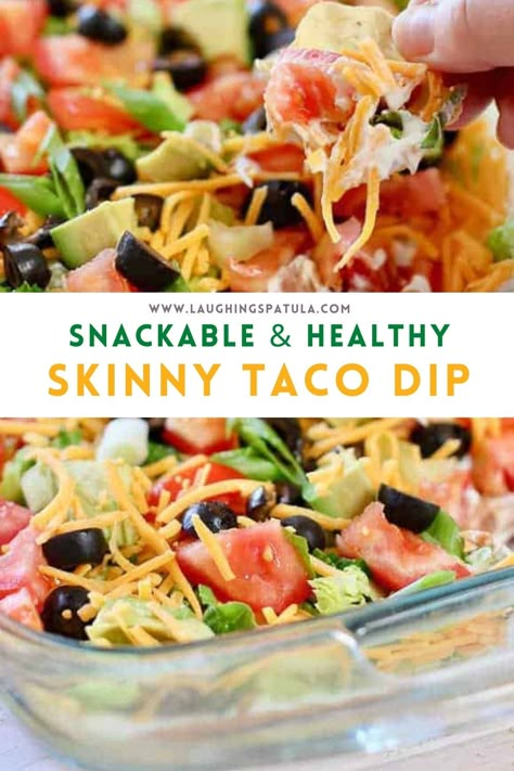 Healthy Dinner Dips, Healthy Party Refreshments, Healthy Summer Dip Recipes, Easy Appetizers To Bring To Work, Easy Dip Recipes Healthy, Low Calorie Taco Dip, Healthy Party Meals, Delicious Dips Appetizers, Easy Party Food Healthy