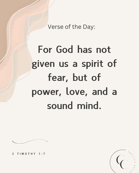 When fear takes hold, remember that God has given you the power to overcome it. He replaces fear with love, strength, and a sound mind. Lean into His promises, and let faith be your guide. 🙏✨ ‘For God has not given us a spirit of fear, but of power, love, and a sound mind.’ —2 Timothy 1:7 #FaithOverFear #TrustInGod #ChristianCulture #VerseOfTheDay The Lord Has Not Given Me A Spirit Of Fear, Spirit Of Fear But Of Power, God Has Not Given Me A Spirit Of Fear, Power Love And A Sound Mind, God Has Not Given Us A Spirit Of Fear, 2 Timothy 1 7, Spirit Of Fear, Overcome Fear, Sound Mind