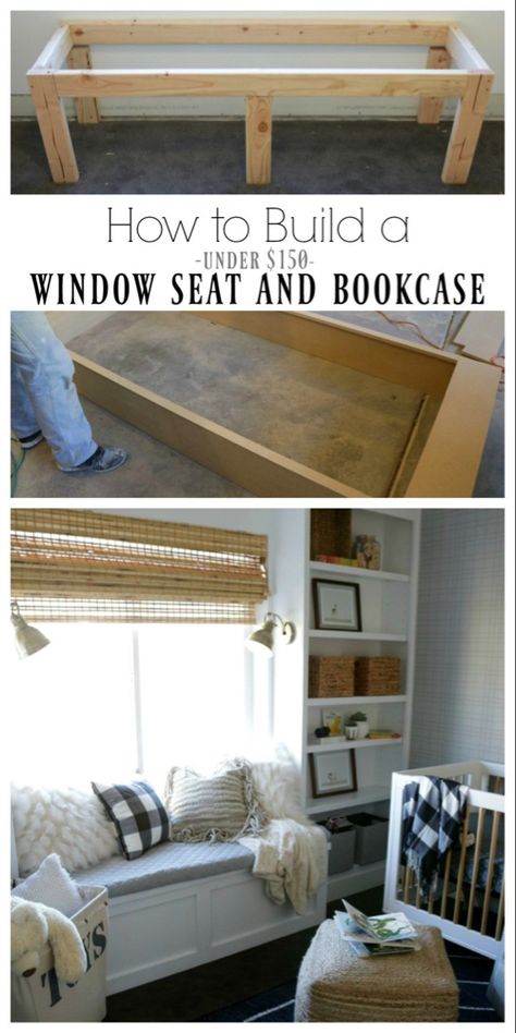 How to Build a Window Seat and Built-In Bookcase Tutorial - Nesting With Grace Build A Window Seat, Build A Window, Bedroom Window Seat, Diy Window Seat, Window Bench Seat, Window Seat Kitchen, Window Seat Design, Window Seat Storage, Window Seats