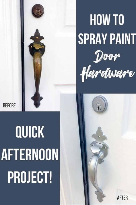 Paint Door Hardware, Spray Paint Door Knobs, Painted Storm Door, How To Paint Front Door, Paint Door Knobs, Painted Exterior Doors, Paint Door, Best Spray Paint, How To Spray Paint