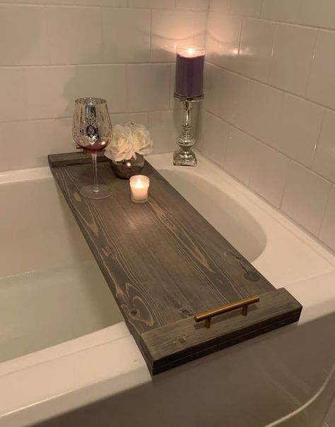 Rustic Bathtub, Bath Trays, Rustic Bathtubs, Wood Bath Tray, Tub Tray, Farmhouse Decorations, Relaxing Bathroom, Bathtub Caddy, Travel Iceland