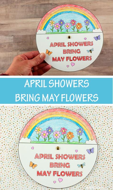 April Showers Bring May Flowers Craft, May Flowers Craft, School Family Night Ideas, Coloring Spring, Flower Crafts Preschool, Spring Kids Activities, Spring Crafts Preschool, April Activities, Craft For Preschoolers