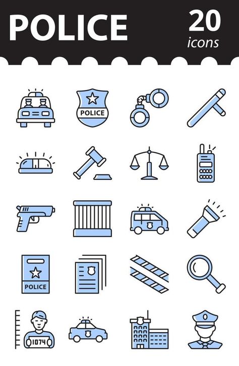 Police icons set. Collection linear symbols law and justice. Simple vector illustration. Police Symbol, Police Illustration, Cartoon Flash, Simple Vector Illustration, Symbol Drawing, Law And Justice, Simple Icon, Icon Pack, Icon Set