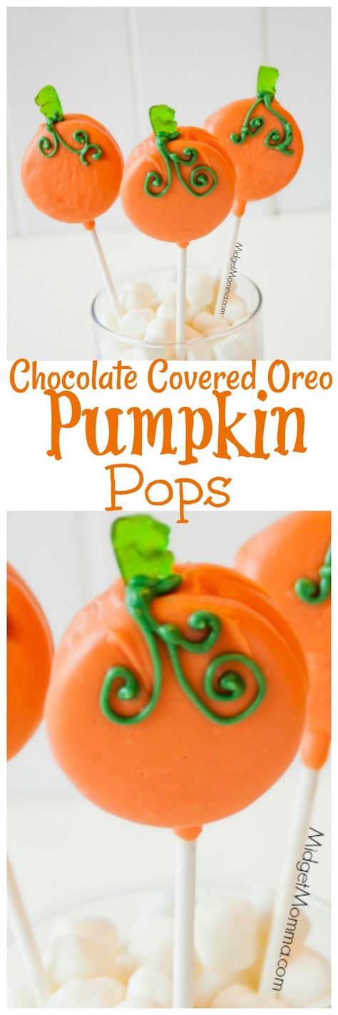 Pumpkin Oreo Pops would make a great addition to your Thanksgiving table, perfect for dessert and in a vase make a great centerpiece too! Easy to make pumpkin treat made with oreos. Halloween oreo treat or a thanksgiving oreo treat whichever you make it Halloween Oreo Treats, Dessert Auction, Oreo Cookie Pops, Oreo Treats, Halloween Oreos, Pumpkin Sugar Cookies, Thanksgiving Treats, Pumpkin Treat, How To Make Pumpkin