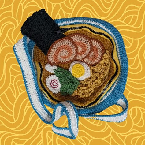 Crochet Food Bag, Crochet Patterns Purse, Novelty Crochet, Curly Noodles, Foodie Aesthetic, Shoyu Ramen, Food Japan, Purse Crochet, Endless Opportunities