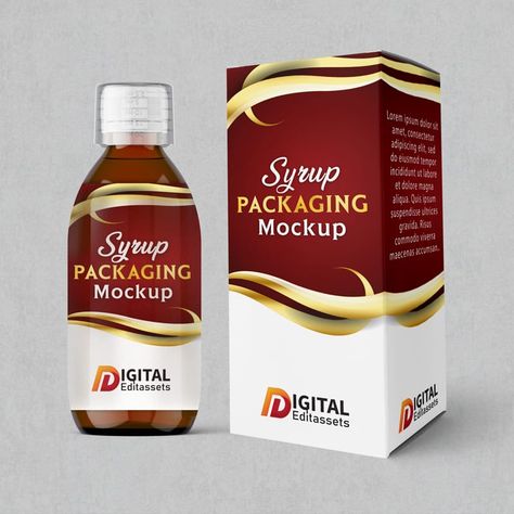 Free Cough Syrup Packaging Mockup PSD Syrup Packaging, Product Packing, Free Mockup Templates, Packing Design, Packaging Mockup, Mockup Templates, Mockup Free Psd, Ui Kit, Free Mockup