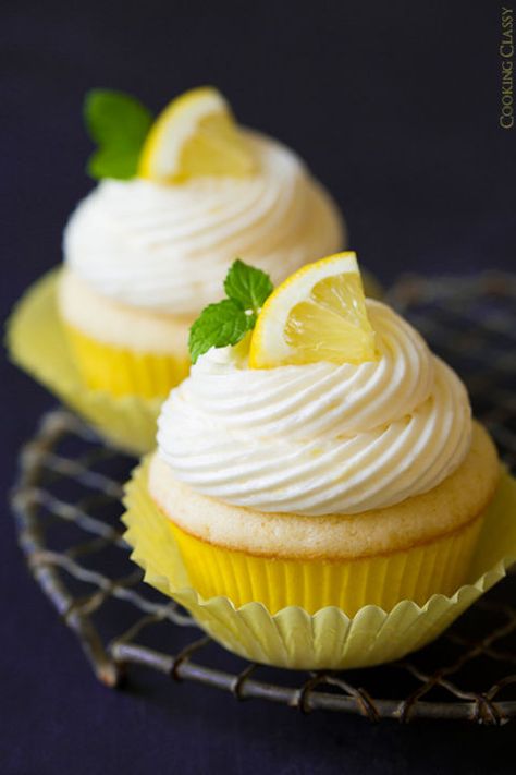 Lemon Buttercream Frosting, Lemon Cakes, Lemon Dessert, Lemon Buttercream, White Frosting, Lemon Cupcakes, Pumpkin Recipes Dessert, Cooling Rack, Cooking Classy