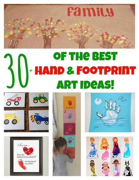 30+ of The BEST Hand and Footprint Art Ideas! Kids crafts with homemade cards, canvas, art, paintings, keepsakes using hand and foot prints! Sand Paper Art, Hand And Footprint Art, Art Ideas For Kids, Hand Print Tree, Handprint Christmas Tree, Footprint Keepsake, Handprint Christmas, Footprint Crafts, Baby Handprint