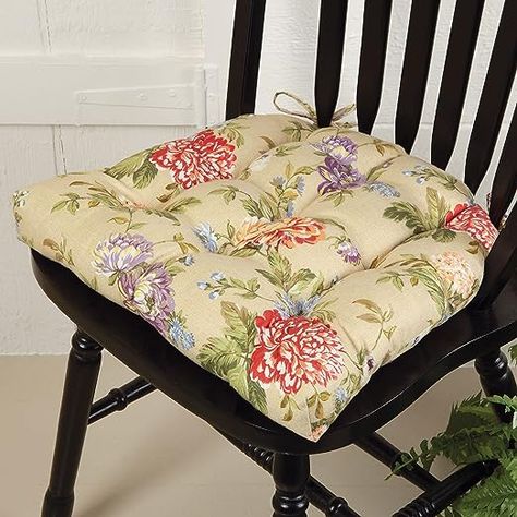 Amazon.com: Barnett Home Decor Dining Chair Pad with Ties - Lili Multi Floral - Latex Foam Filled Cushion, Reversible (Multi Floral, XL) : Home & Kitchen Lock Stitch, Sage Garden, Dining Chair Pads, Floral Chair, Garden Dining, Colonial Decor, Free Fabric Swatches, Dining Chair Cushions, Colored Background