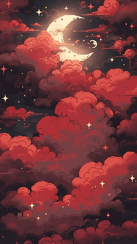 Pixel Art Background, Arte 8 Bits, Dreamy Artwork, 8bit Art, Pretty Backgrounds, Whatsapp Wallpaper, Pretty Landscapes, Cool Wallpapers Art, Blood Moon