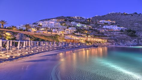 Private Beach | Evening View Romantic Beach Getaways, Greece Honeymoon, Marina Resort, Mykonos Hotels, Mykonos Town, Family Beach Trip, Best Honeymoon Destinations, Best Honeymoon, Mykonos Greece