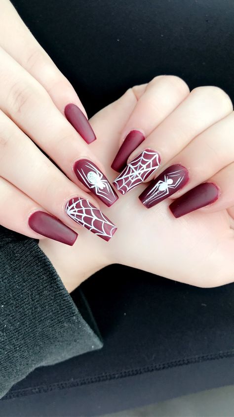 Halloween Acrylic Nails Red Nails Spiderman, Semi Ideas, Spiderman Nails, Marvel Nails, Nail Art Halloween, Halloween Acrylic Nails, Solid Color Nails, Anime Nails, Grunge Nails