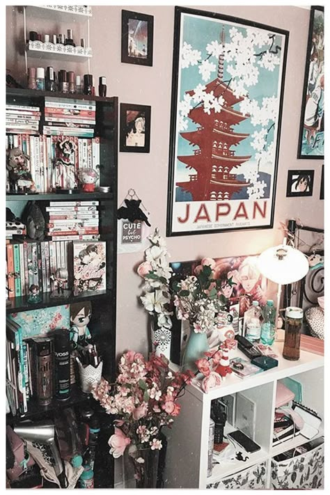 Anime Bedroom Ideas, Anime Bedroom, Geek Room, Kawaii Bedroom, Otaku Room, Anime Decor, Bohemian Bedroom Decor, Anime Room, Cute Room Ideas