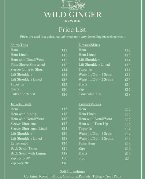 Sewing Alterations Price List, Alterations Price List, Alterations Business, Business Things, Sewing Business, Diy Fashion Clothing, Price List, Trouser Jeans, Diy Fashion