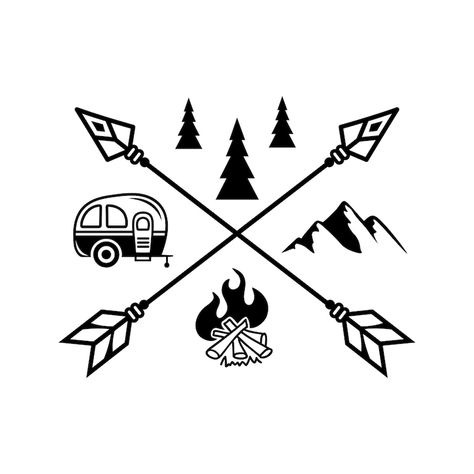 Camping Decal Camping Decals for Camper Mountain Decal - Etsy Camping Decals, Camping Tattoo, Lake Tattoo, Cricut Signs, Camper Decals, Tenda Camping, Mountain Decal, T-shirt Print Design, Travel Trailer Camping