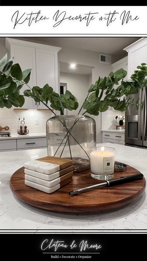 Island Countertop Decor, Kitchen Island Centerpiece Ideas, Island Decor Kitchen, Kitchen Island Decor Centerpieces, Kitchen Island Centerpiece, Kitchen Island Decor Ideas, Spring Home Decor Ideas, Kitchen Countertop Decor, Sink Decor