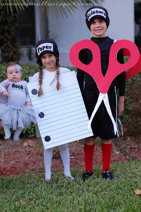 Rock Paper Scissors Costume, Inexpensive Halloween Costumes, Sibling Halloween Costumes, Sibling Costume, Costume Carnaval, Themed Halloween Costumes, Carnaval Costume, Fairy Halloween Costumes, Trio Halloween Costumes