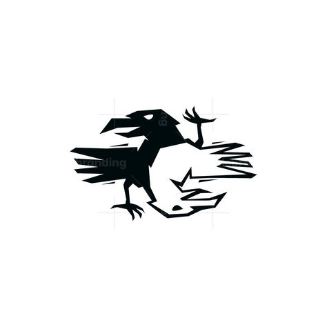 Black and White Raven Logo for sale. A black raven with an open wing and a white raven positioned downwards. The logo is in a simple modern style Black And White Raven, Crow Pictures, Fun Beauty Products, St Logo, Snake Logo, Raven Logo, White Pomeranian, White Raven, Open Wings