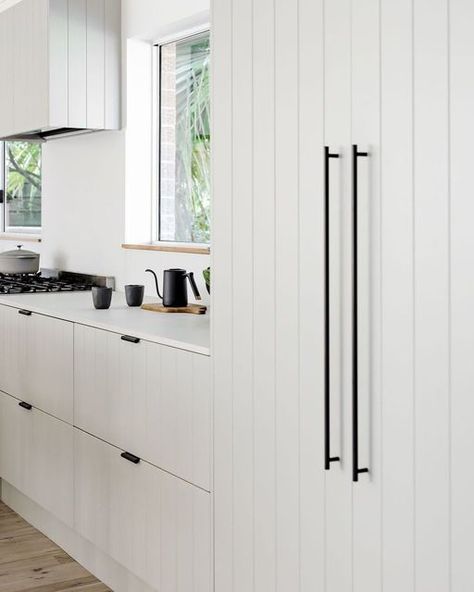 Kitchen & Joinery Specialists on Instagram: "KAREELA • fridge and freezer integration featuring @mademeasure handles on v-groove doors . . . . 📷 @the.palm.co . . . #vicello #vicellokitchens #kitchen #modernkitchen #kitcheninspiration #kitchendesign #kitchendesignideas #luxekitchen #sydneybuilder" V Groove Kitchen, Kitchen Joinery, Luxe Kitchen, Cabinet Inspiration, Coastal Kitchen Design, V Groove, Integrated Fridge, Integrated Handles, Coastal Kitchen