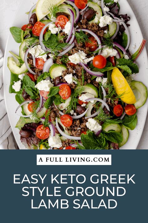 Keto Greek Salad, Lamb Gyro Recipe, Keto Greek, Ground Lamb Recipes, Gyro Salad, Lamb Pasta, Salad Gluten Free, Lamb Salad, Lamb Kabobs