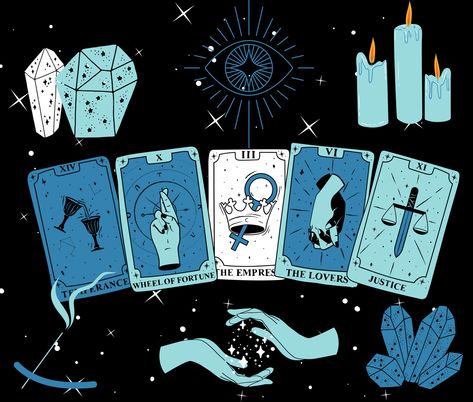 Blue Tarot Cards Aesthetic, Mystical Graphic Design, Tarot Graphic Design, Tarot Advertisement, Diy Tarot Cards, Twitter Cover Photo, Tarot Journal, Tarot Significado, Ideas Decoracion