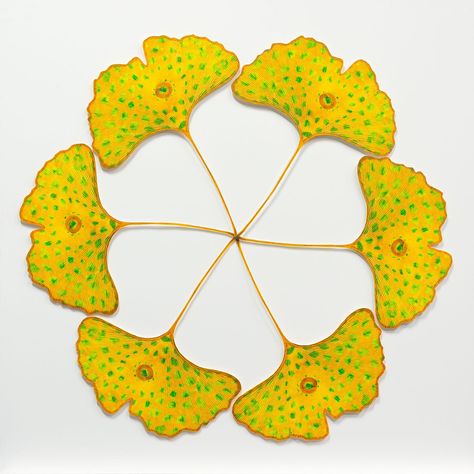 Ginkgo — Daphne Boyer Ginkgo Leaves Art, Ginko Leaf Aesthetic, Ginko Leaf Embroidery Pattern, Stained Glass Ginko Leaves, Ginko Leaf Butterflies, Pressed Ginkgo Leaves, Ginkgo Design, Ginkgo Art, Leaf Art Diy