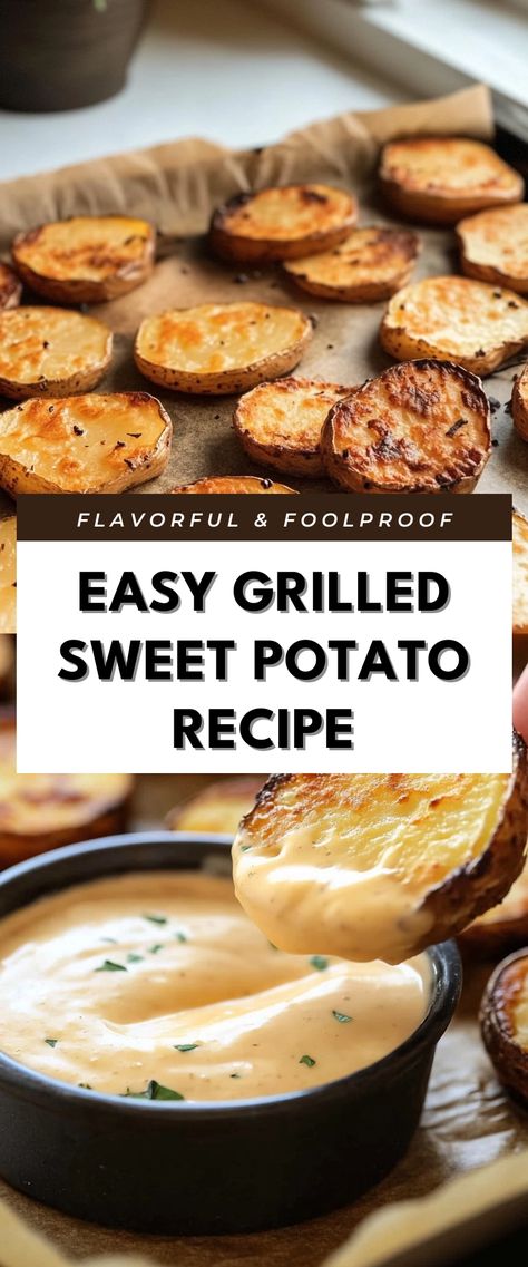 Image for Easy Grilled Sweet Potato Recipe Baked Sweet Potato Recipes, Grilled Sweet Potatoes, Sweet Potato Recipe, Cozy Dinner, Adobo Sauce, Potato Recipe, Baked Sweet Potato, Summer Barbecue, Healthy Side