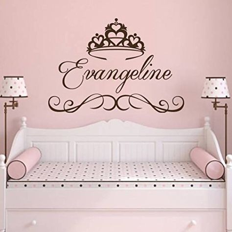 Wall Decal Personalized Girl Name Vinyl Sticker Decals Custom Name Princess Crown Nursery Wall Decor Kids Room Childrens Bedroom NS1028 -- Check out this wonderful item. (This is an affiliate link). Mural Nursery, Minimalist Kids Room, Princess Nursery, Mickey Baby, Nursery Girl, Nursery Mural, Princess Room, Name Wall Decals, Kids Room Wall Decor