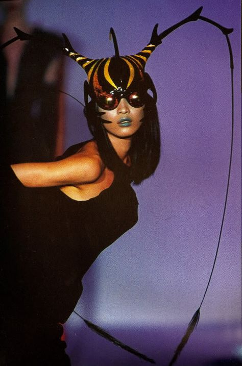 Thierry Mugler Thierry Mugler Bug, Thierry Mugler Insect, Beetle Inspired Fashion, Mugler Insect, Insect Couture, Insect Mask, Bug Halloween Costume, Beetle Costume, Thierry Mugler Haute Couture