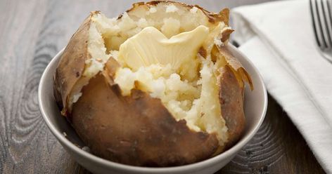 Learn the secrets to making a perfect British-style jacket potato. Once you try this fluffy baked potato, there's no going back! The post This Is the Secret to Better Baked Potatoes appeared first on Taste of Home. Best Baked Potato, Cheddar Potatoes, Air Fryer Baked Potato, Making Baked Potatoes, Potatoes Baked, Jacket Potato, Baked Potato Recipes, Loaded Baked Potatoes, Microwave Cooking