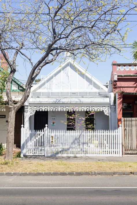 Victorian Homes Exterior, Melbourne Home, Black Grout, Victorian Terrace House, Square Tiles, Melbourne House, Huge Windows, Victorian Terrace, Terrace Design