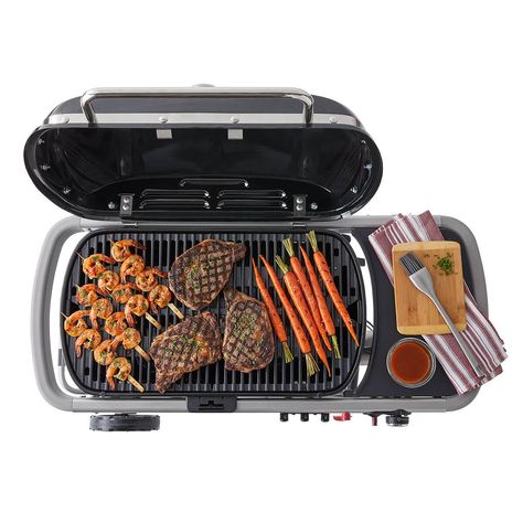 Weber Traveler - Ruxley Manor Tailgate Essentials, Single Burner, Propane Grill, Propane Gas Grill, Portable Grill, Camping Grill, Seared Steak, Gas Bbq, Cast Iron Cooking