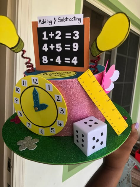 Crazy Math Hat, Math Hat Ideas Kids, Math Hat Ideas, Math Hat, Handmade Cards For Friends, Gingerbread Man Activities, Cells Project, Crazy Hat, Creative Math