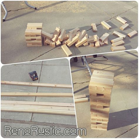 DIY: Build a Giant Jenga set for only $11! Super easy! Yard Jenga, Jenga Diy, Diy Outdoor Party, Diy Backyard Wedding, Home Party Games, Giant Jenga, Outdoor Games For Kids, Wedding Gift Diy, Backyard Entertaining