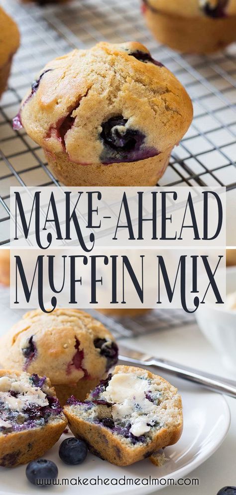 This is the very best muffin mix recipe you will ever try!  It is super easy, and makes baking muffins anytime you want a breeze!  Get bakery muffins in your own home!!  Make the dry mix ahead of time to speed your morning routine.  #muffins #muffinmixrecipe #easybreakfast #bestmuffins #makeahead Homemade Muffin Mix, Basic Muffin Mix, Breakfast Quick And Easy, Muffin Mix Recipe, Baked Muffins, Muffins For Breakfast, Bakery Muffins, Best Freezer Meals, Breakfast Quick