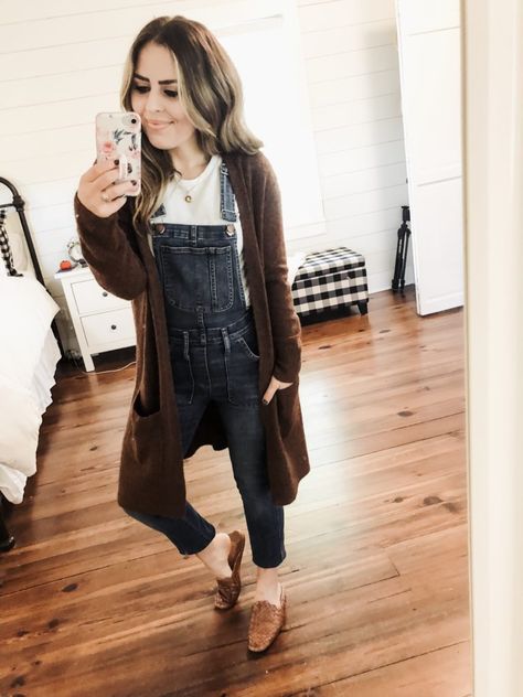 One of my favorite sales of the year started today!  I know the Nordstrom anniversary sale gets all the attention, but the Shopbop Event of the Season sale is so, so good.  Between 20-25% off depending on how much you spend, this is the time to stock up on those great wardrobe staples for your capsule, Cardigan And Overalls, Overalls Cardigan Outfit, Corduroy Overall Dress Outfit Fall, Casual Fall Corduroy Overalls, Long Overalls Outfit, Fall Corduroy Overall Dress, Outfit With Long Cardigan, Overalls Outfit Fall, Brown Cardigan Outfit