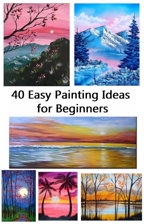 Easy Landscape Painting Ideas For Beginners, Simple Acrylic Landscape Paintings For Beginners, Colorful Landscape Paintings Acrylics, East Landscape Painting, Easy Acrylic Painting Ideas On Canvas Landscape, Oil Color Painting Ideas, Landscape Ideas Painting Acrylics, Zen Painting Ideas, Begginer Paintings Ideas