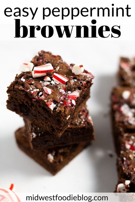 Easy Peppermint Brownies | These easy peppermint brownies come together in one bowl and you'll have them in the oven in 10 minutes. The hardest part will be waiting for them to cool! Peppermint Brownie Cookies, Peppermint Brownie, Peppermint Brownies, Best Brownies, S'mores, Chocolate Peppermint, Brownie Cookies, Foodie Recipes, Overnight Oats