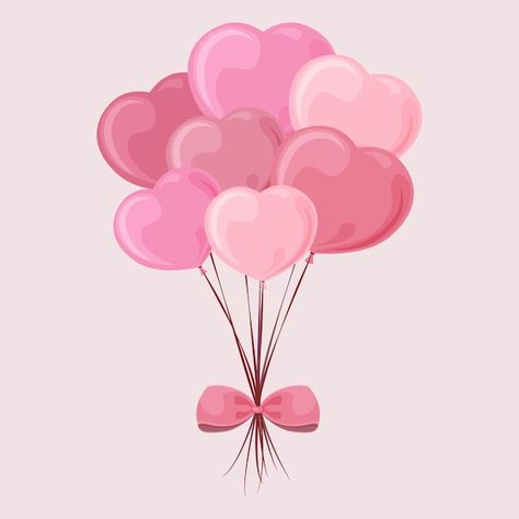 Premium Vector | Gift box tied with ribbon and heart-shaped balloons. valentine's day watercolor illustration Hospital Cartoon, Ballon Illustration, Cute Balloons, Baby Shower Balloon Arch, Scrapbook Printables Free, Bow Vector, Balloon Cartoon, Balloon Clipart, Wedding Balloon Decorations