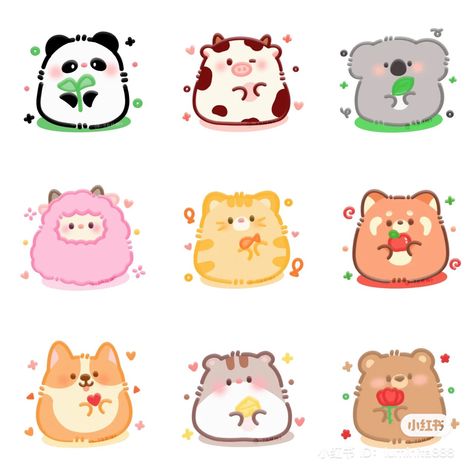 Cute Cat Illustration Kawaii, Cute Doodle Art Kawaii, Kawaii Doodles Cute, Sloth Diy, Cute Cat Stickers, Cute Small Drawings, Kawaii Bear, Cute Easy Doodles, Cat Kawaii