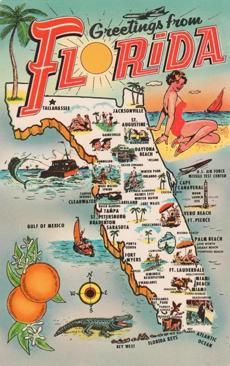 A trip back in time through Florida’s roadside attractions Retro Florida, Florida Poster, Vintage Postcards Travel, Florida Vintage, Riviera Beach, Postal Vintage, Florida Map, Illustrated Maps, Florida Life