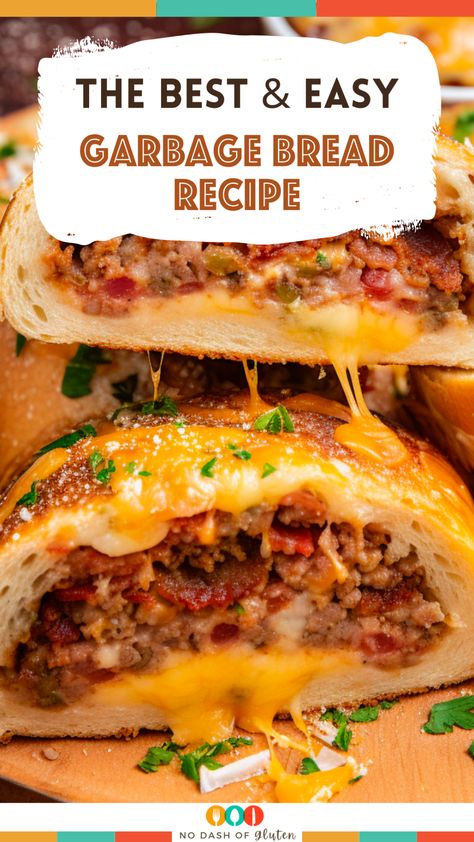 Ready for a flavor-packed adventure? Try our Garbage Bread Recipe! It's a unique blend of savory ground beef, crispy bacon, and gooey cheeses all wrapped in soft pizza dough. Perfect for game nights, family dinners, or when you just crave something deliciously different. This recipe is easy to follow and guarantees a mouthwatering result every time. Don't miss out on this cheesy, meaty delight that's sure to be your next favorite. Pin now for an unforgettable cooking experience! Ground Beef Bread Recipes, Ground Beef Pizza Dough, Stromboli With Ground Beef, Ground Beef And Pizza Dough Recipes, Stromboli Recipe Easy Ground Beef, Garbage Bread Recipe Pizza Dough, Ground Beef And Biscuit Recipes, Unique Ground Beef Recipes, Recipes Using Pizza Dough