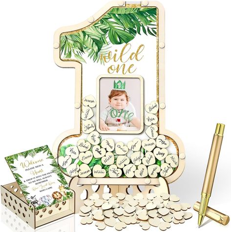 Amazon.com: Wenqik 33 Pcs 1st Birthday Guest Book Alternatives 1st Birthday Decorations First Birthday Number One Shaped Photo Frame 1st Birthday Centerpiece Keepsake with 30 Wood Slices for Birthday(Wild One) : Home & Kitchen Birthday Picture Board Ideas, Wild One Centerpieces, One Wild Year 1st Birthday, Birthday Picture Board, 1st Birthday Guest Book, Picture Board Ideas, Birthday Photo Board, One Wild Year, 1st Birthday Centerpieces