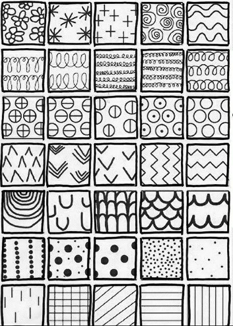 Patterns For Doodling, Pattern Art Lesson Elementary, Patterns For Coloring, Simple Patterns To Draw, Zentangle For Kids, Line Art For Kids, Patterns To Draw, Doodle Shapes, Easy Patterns To Draw