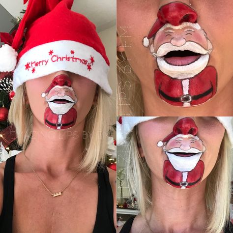 Funny Christmas Makeup, Ugly Christmas Sweater Makeup, Santa Makeup, Ugly Makeup, Fun Holiday Games, Xmas Makeup, Christmas Eye Makeup, Makeup Christmas, Holiday Lip