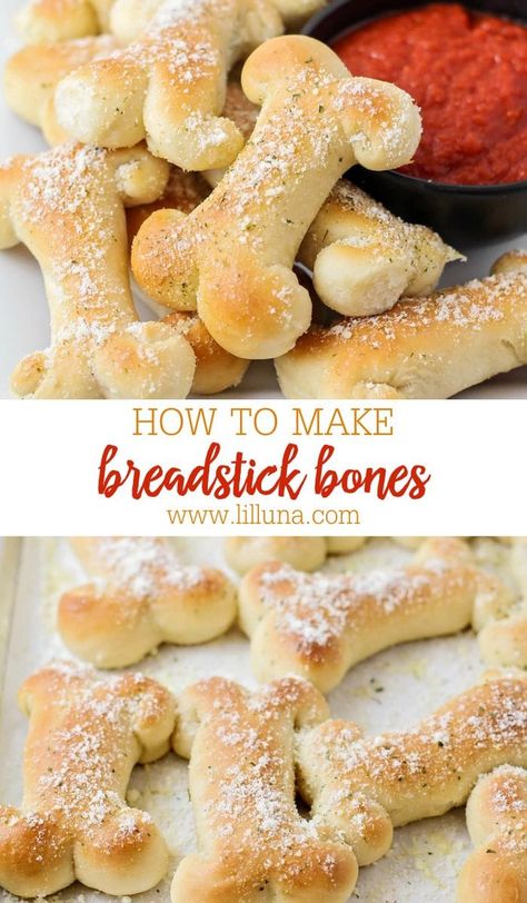 Bone Food Halloween, Breadstick Bones Halloween, Bone Breadsticks Halloween Party, Spooky Mozzarella Sticks, Bone Shaped Breadsticks, Halloween Bread Stick Bones, Salty Halloween Snacks For Party, Halloween Treats Recipes Easy, Halloween Party Food Ideas Savory