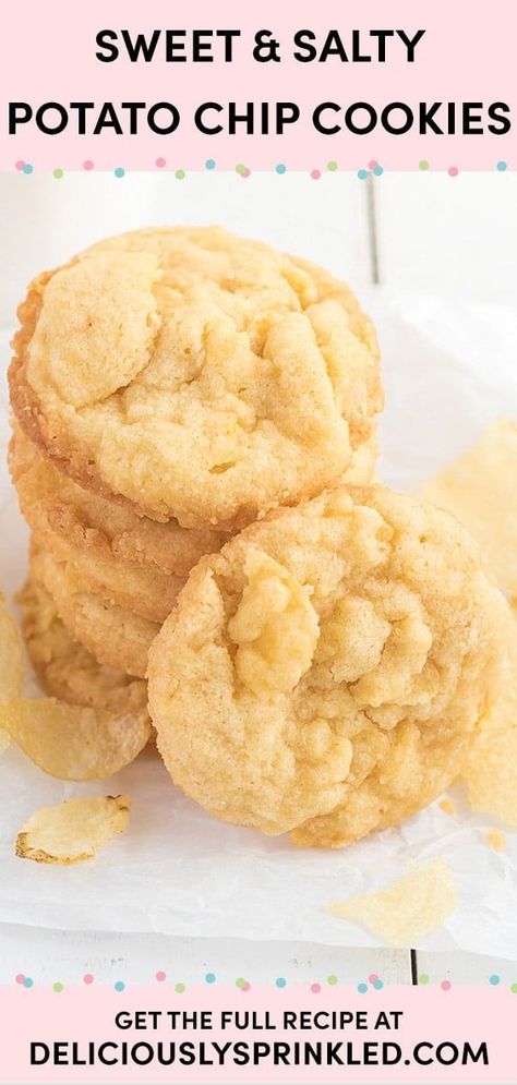 Try these delicious Potato Chip Cookies. The perfect sweet and salty combination in one tasty family friendly treat. Best Potato Chips, Traditional Cookies, Homemade Cookie Dough, Simple Chocolate Chip Cookie Recipe, Potato Chip Cookies, Salty Cookies, Pot Food, Homemade Chocolate Chips, Homemade Chocolate Chip Cookies