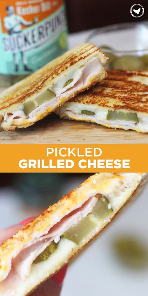 Pickled Grilled Cheese With Turkey - BriGeeski Turkey Grilled Cheese, Cheese And Pickle Sandwich, Golden Grill, Turkey Lunch, Turkey Lunch Meat, Grilled Turkey, Deli Turkey, Colby Jack Cheese, Lunch Meat