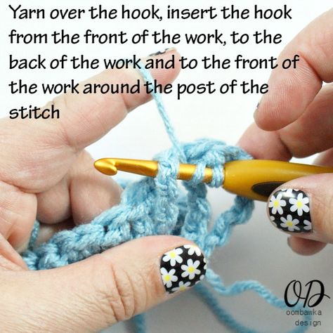 1 FPhdc Tutorial @OombawkaDesign Fpdc Crochet Stitch, Front Post Double Crochet, Learn How To Crochet, Crochet Stitches Patterns, Crochet Basics, Photo Tutorial, Half Double Crochet, How To Crochet, Learn To Crochet