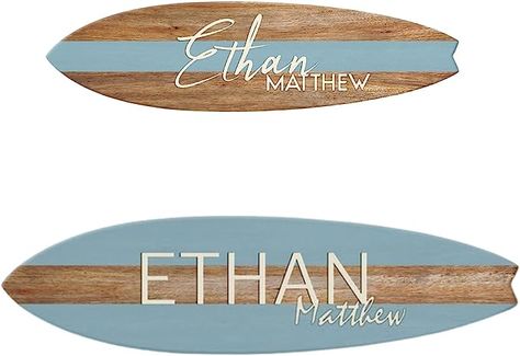 Beach Baby Rooms, Name Tag For Kids, Mini Surfboard, Surfboard Decor, Wooden Surfboard, Surfboard Shapes, Surf Boards, Wood Name Sign, Baby Name Signs